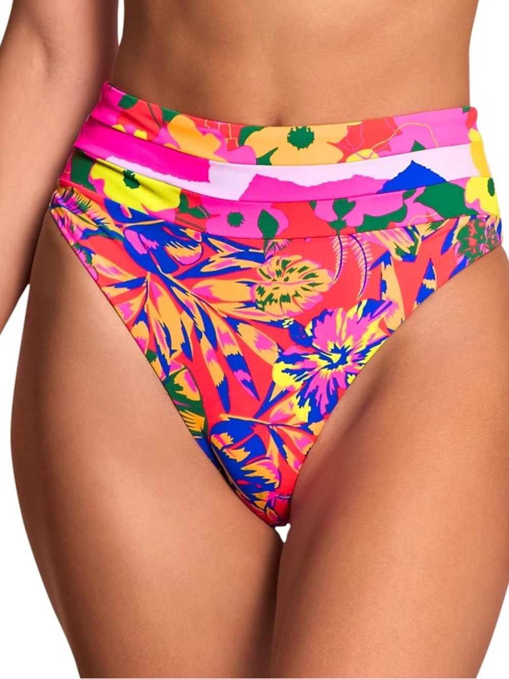 Maaji Floral High Rise Cheeky Cut Reversible Bikini Bottom NWT Small